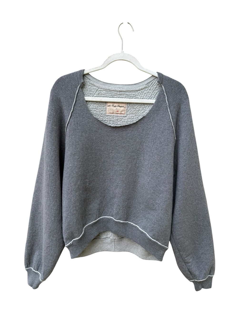 We The Free Gray Scoop Neck Pullover